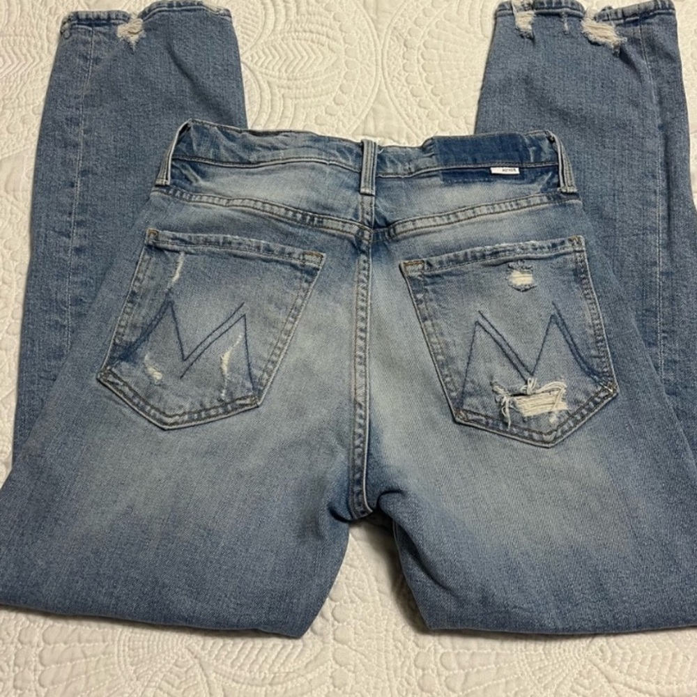 MOTHER The Tomcat Ankle Crop Denim Jeans High Rise Button Fly Light Wash Size 26